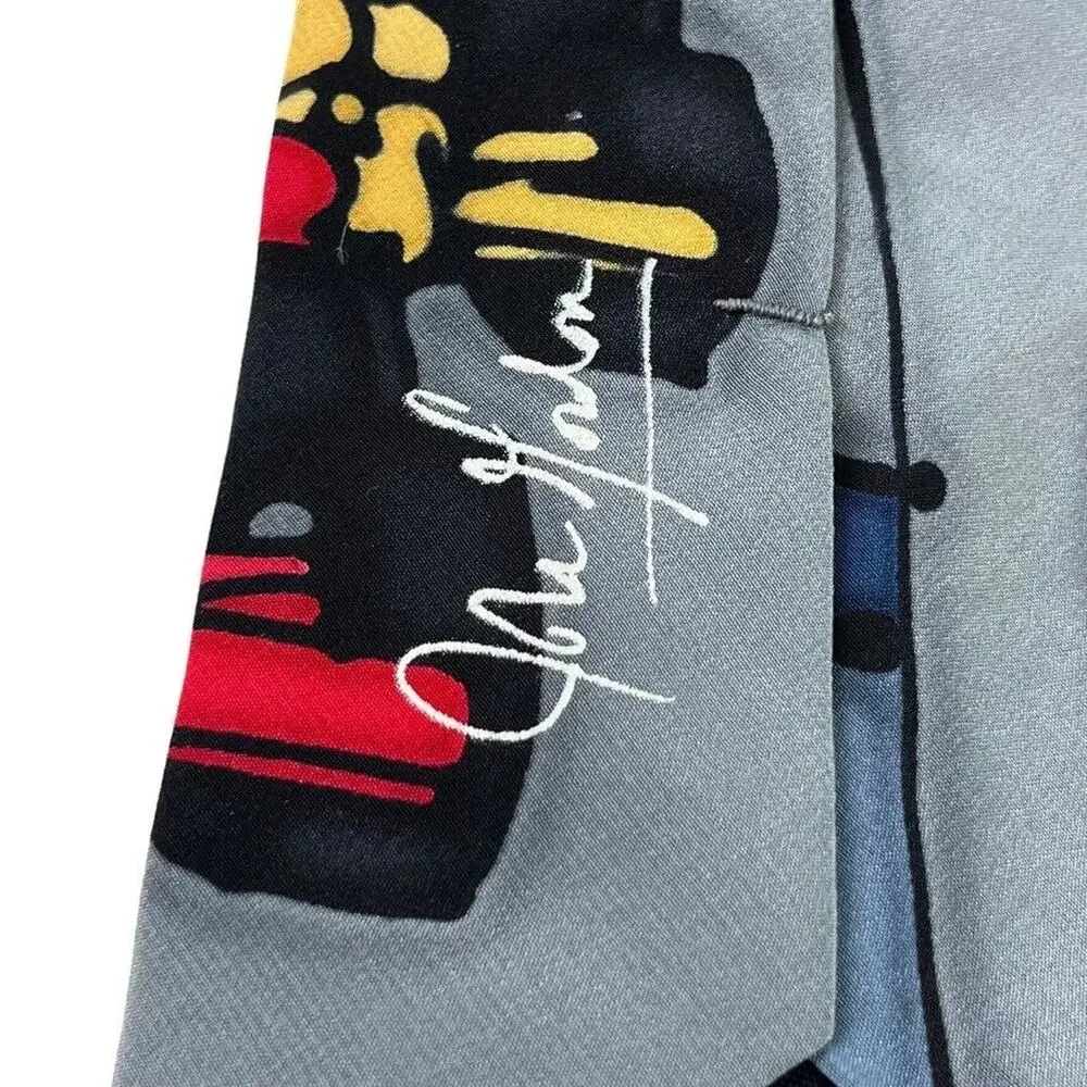 Robert Daskal Hand Painted Hand Sewn Signed Neck Tie Car Racing 100% Silk